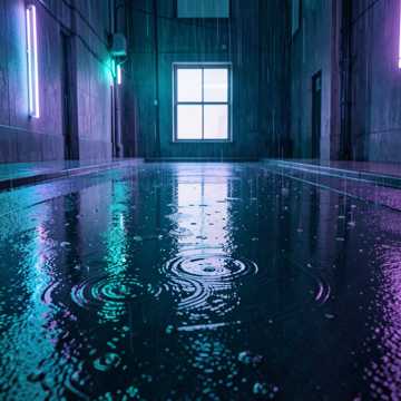 熄灭的街灯与雨