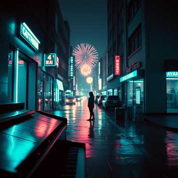晚灯空巷
