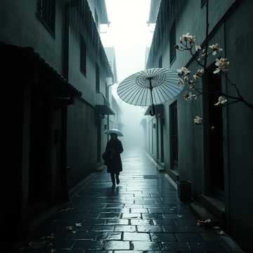 油纸伞下影子