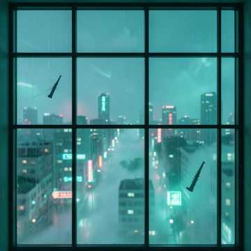 霓虹困在窗格