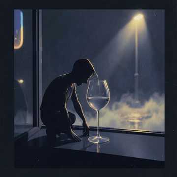 影子照进空酒杯