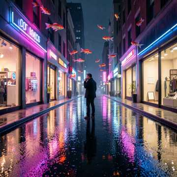霓虹碎在晚风里