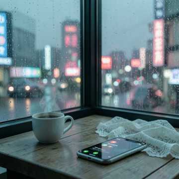 雨打咖啡渍