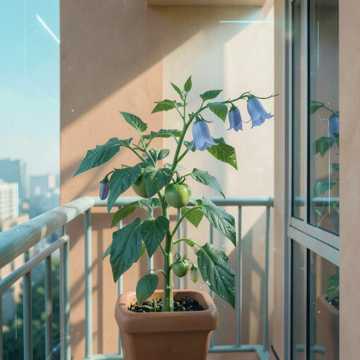 番茄在微风里的桔梗蓝