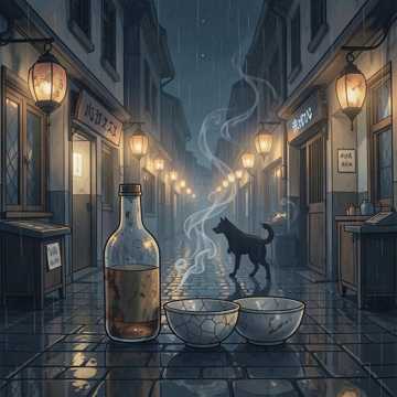 空酒缸与烟圈
