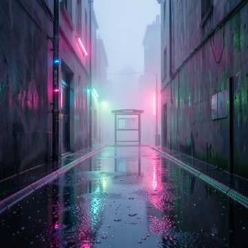 霓虹碎成街灯雨