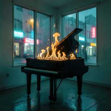 Piano Left on Fire