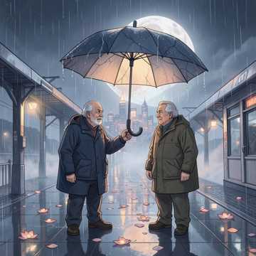 落雨的旧雨伞