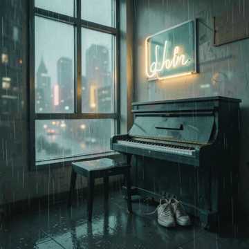 旧钢琴旁边的雨