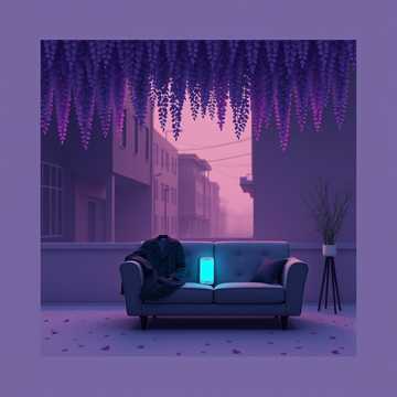 雨中紫藤