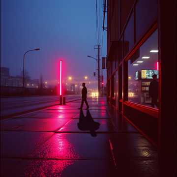 霓虹落单影