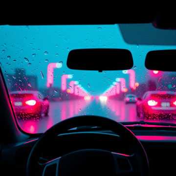 雨刷器划过的街灯