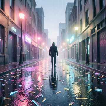 霓虹碎在空荡里