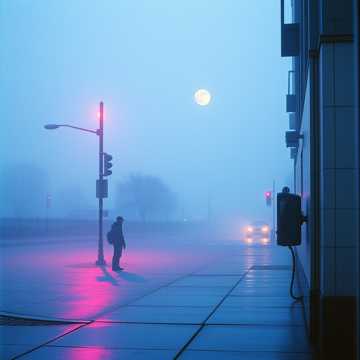 霓虹褪色的街口