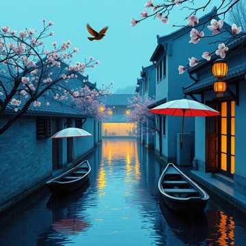 油纸伞影成双