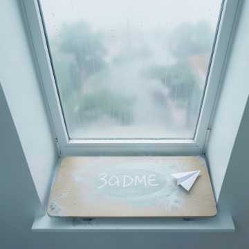 课桌上的雨水