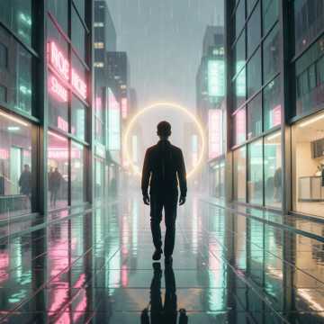 霓虹影里的独行客