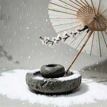 梨雪落砚池