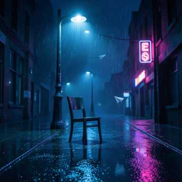路灯下的空椅