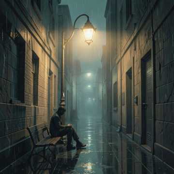 暮色独坐街灯