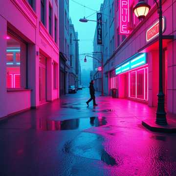 霓虹淋湿的街
