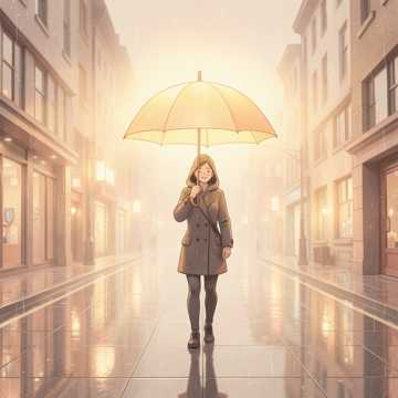 微光映照的雨伞