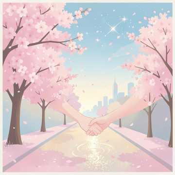 樱花牵着雪花走