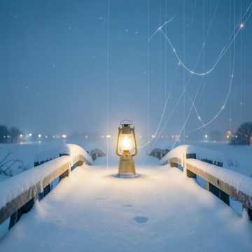 雪桥灯影