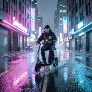 雨中的外卖骑手