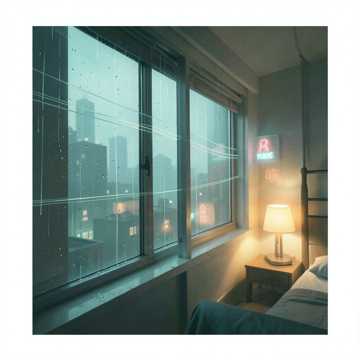 窗棂上的雨线