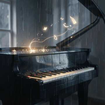 旧钢琴键的雨
