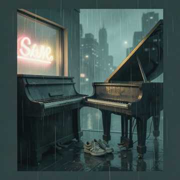 旧钢琴旁边的雨