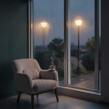 窗边听雨