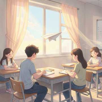 纸飞机越过讲台