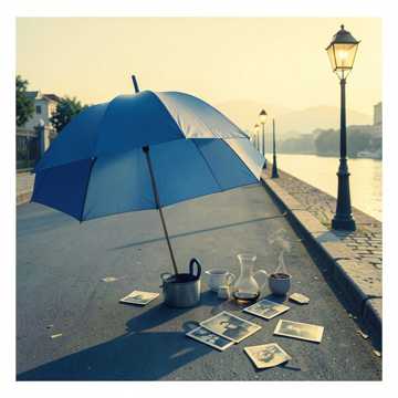 蓝色雨伞甜晴