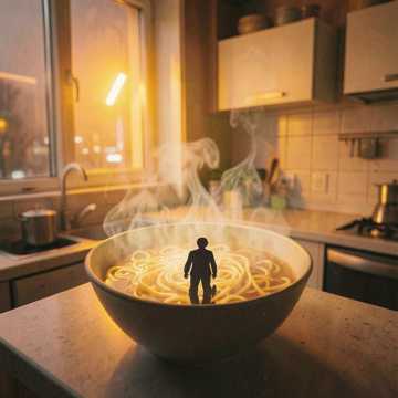 路灯下的半碗泡面