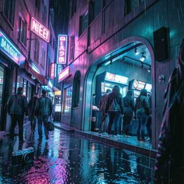 霓虹雨夜的士高