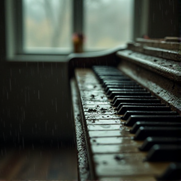 旧钢琴键的雨