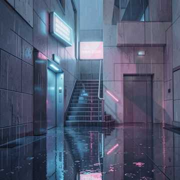 电梯口的广告牌