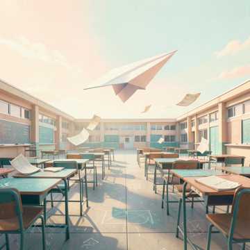 纸飞机跑远了