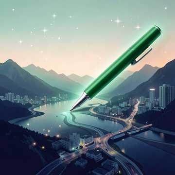 绿色圆珠笔写下山河