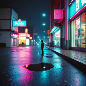 霓虹碎在柏油路