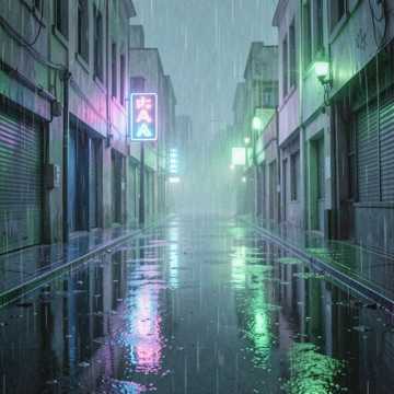 霓虹冷雨街