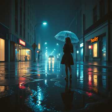 雨丝倒影未干