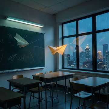 纸飞机撞破黑板