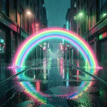 霓虹坠落人行道