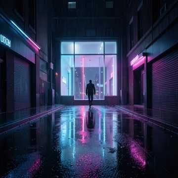 霓虹落单影