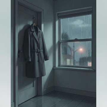 雨滴垂在窗沿