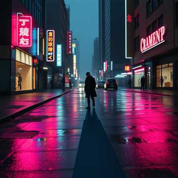 霓虹碎在柏油路
