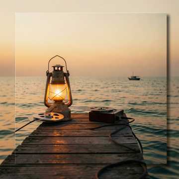 海风吹路灯